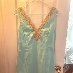 Lily Pulitzer turquoise dress with gold